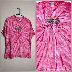 Tie Dye Tee Shirt "New Orleans" Women's Size XL Tall Pink